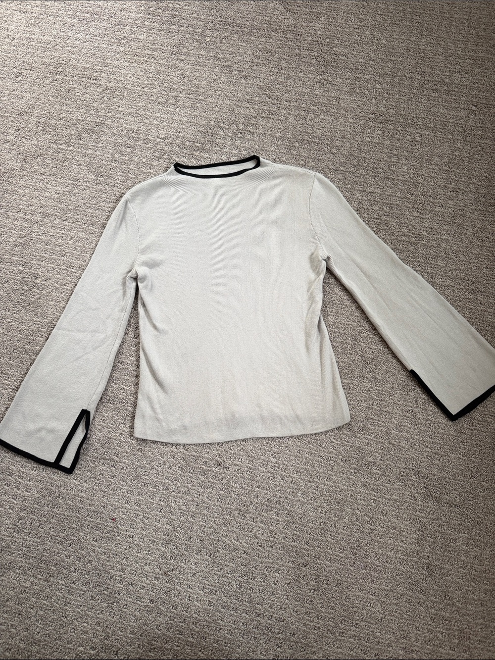 Halogen Cream Cowlneck Sweater with Black Trim